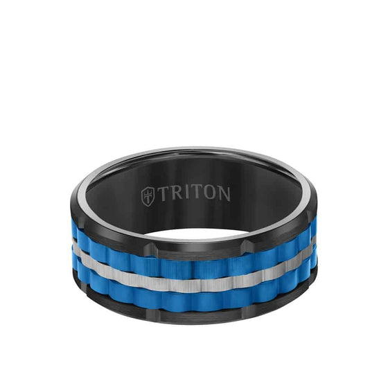 Triton Black Tungsten Carbide Basket Weave Wedding Band Size 10 *