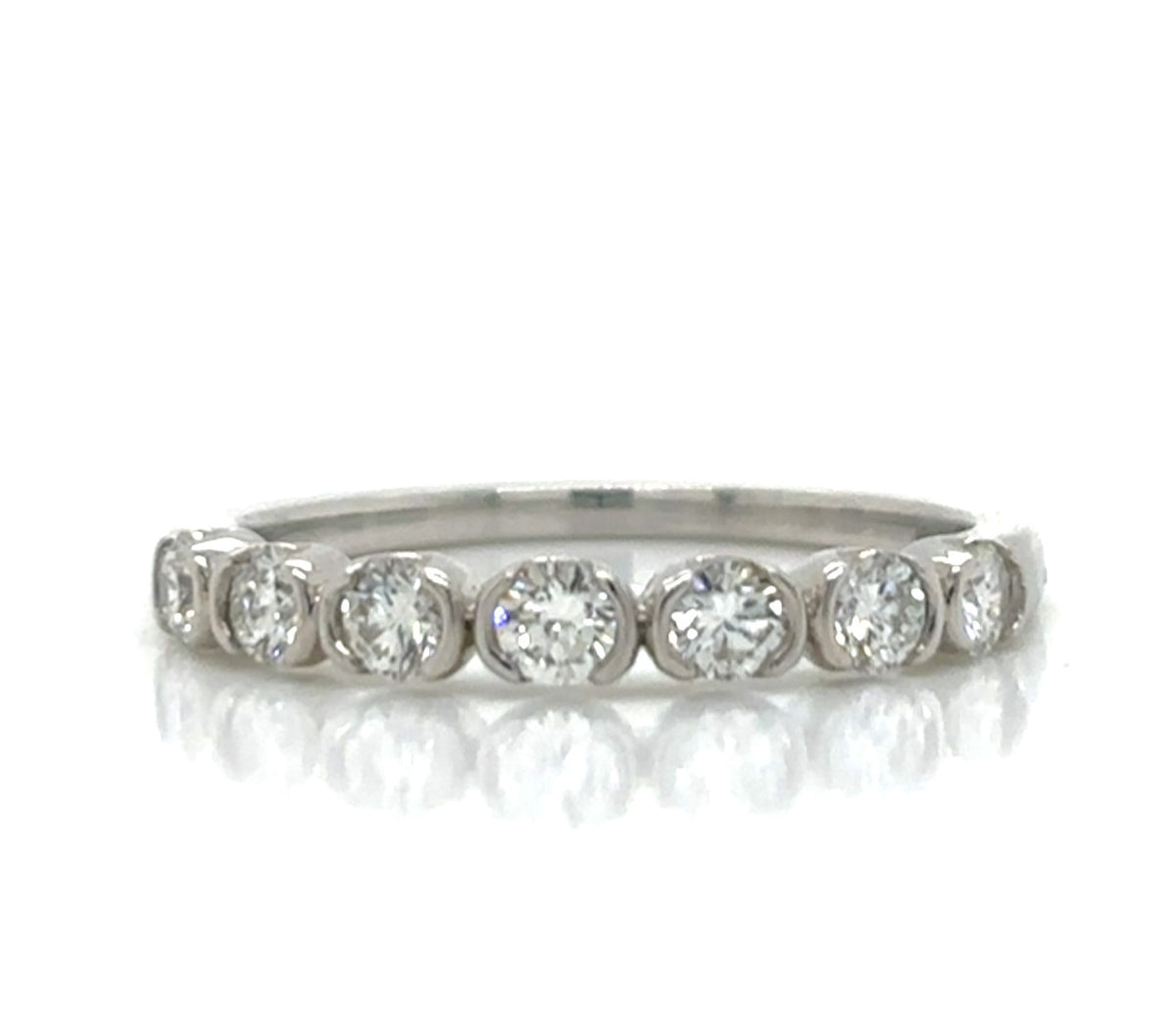 White 18 Karat Gold Wedding Band Size 6.5 0.49ctw