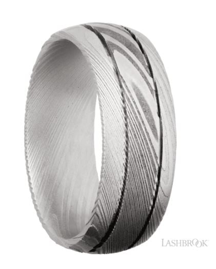 Lashbrook Damascus Steel Acid Wedding Band Size 10 * - view 2