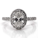Diamond Designs White 14 Karat Gold 1ct Oval Center Diamond Halo Engagement Ring Size 6.5 *