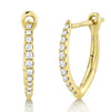 Yellow 14 Karat Gold Diamond Small Hoop Earrings