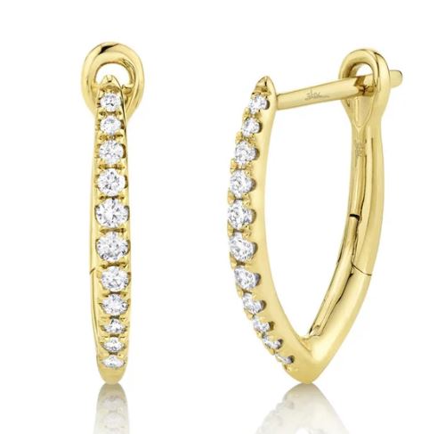 Yellow 14 Karat Gold Diamond Small Hoop Earrings