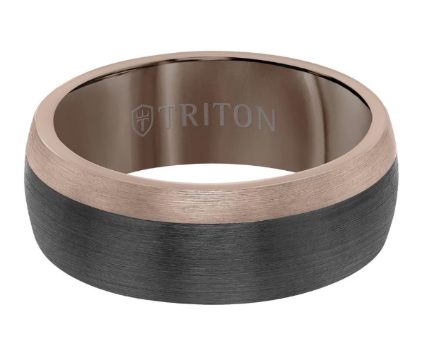 Triton Black & Espresso Tungsten Carbide Wedding Band Size 10 *
