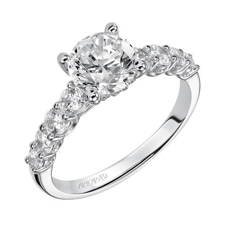 ArtCarved "Leandra" White 14 Karat Gold Diamond Engagement Ring Mounting Size 6.5
