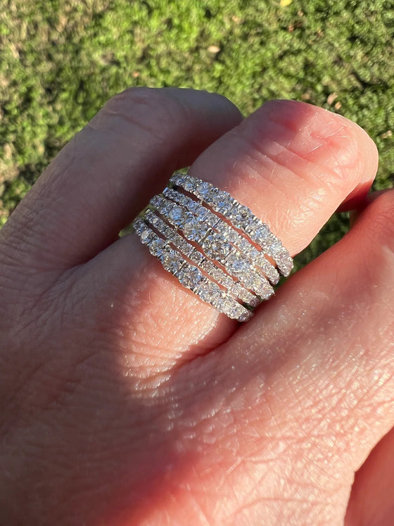 Simon G LR2622 White Gold Diamond 5 Row Ring Size 6.5*