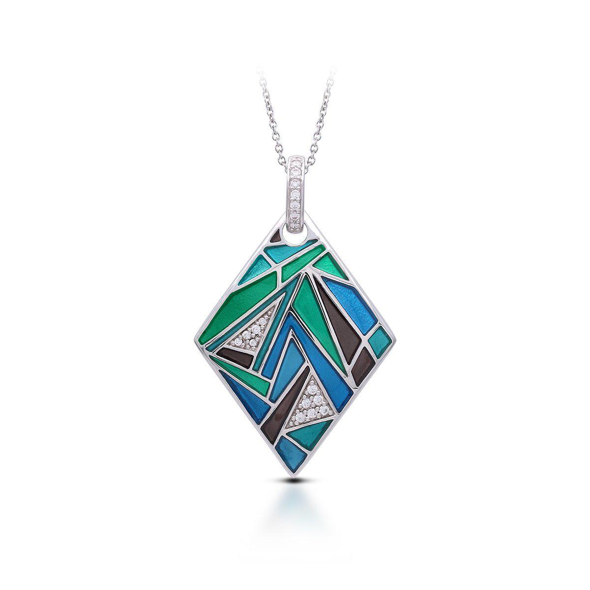 Chromatica Sterling Silver Blue & Teal Enameled Free Form Pendant