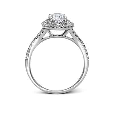 Simon G. MR2884 White Gold Diamond Double Halo Engagement Ring Mounting Size 6.5*