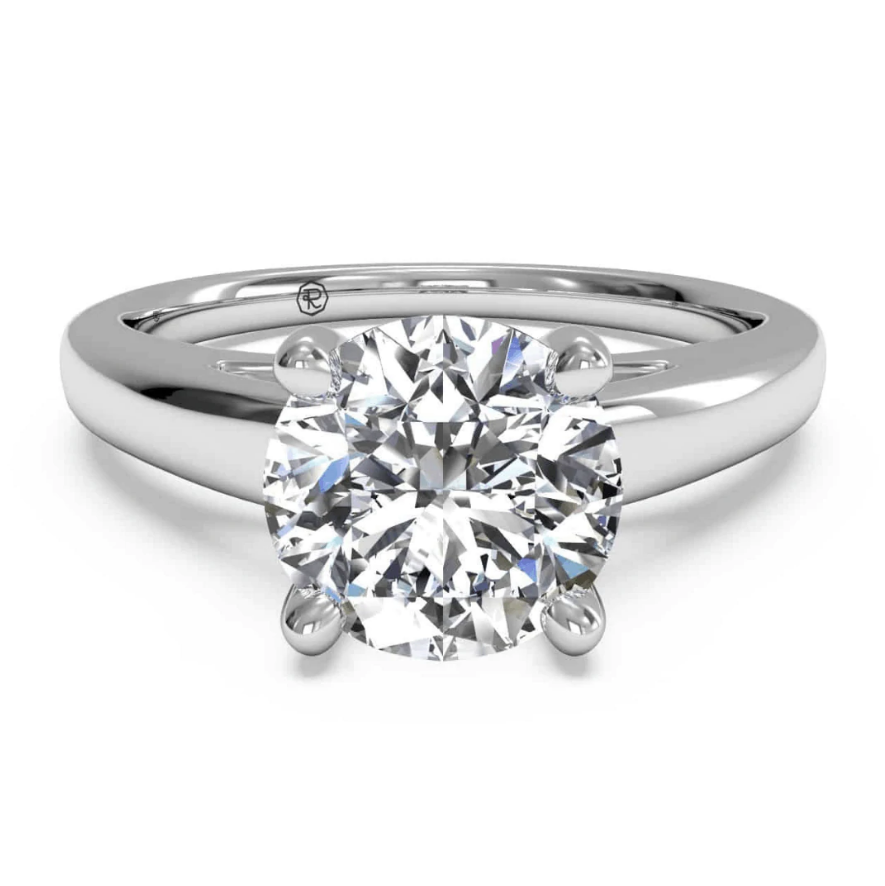 Ritani White 14 Karat Gold Solitaire Engagement Ring Mounting Size 6.5 *