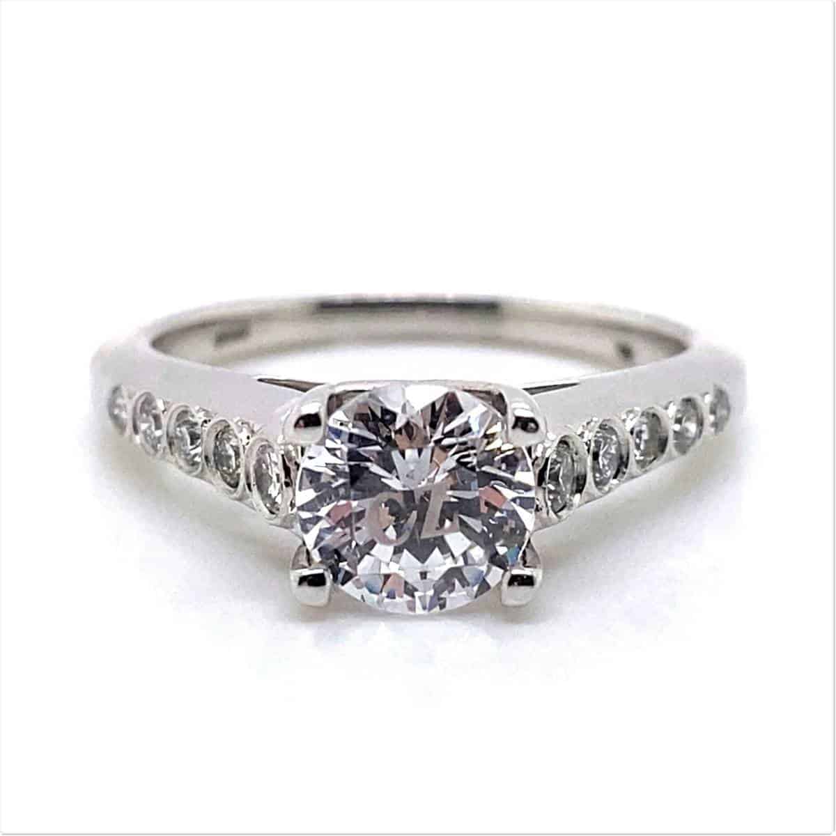 Ritani White 18 Karat Gold Diamond Engagement Ring Mounting Size 6.5 *