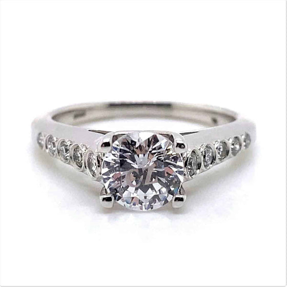Ritani White 18 Karat Gold Diamond Engagement Ring Mounting Size 6.5 *