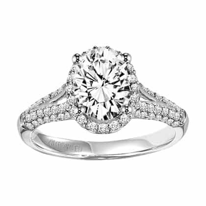 Lab Grown ArtCarved White 14 Karat Gold  Engagement Ring Size 6.5 *