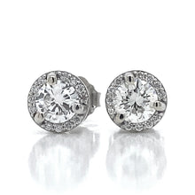  Diamond Designs White 14 Karat Gold 0.71ctw Diamond Halo Earrings *