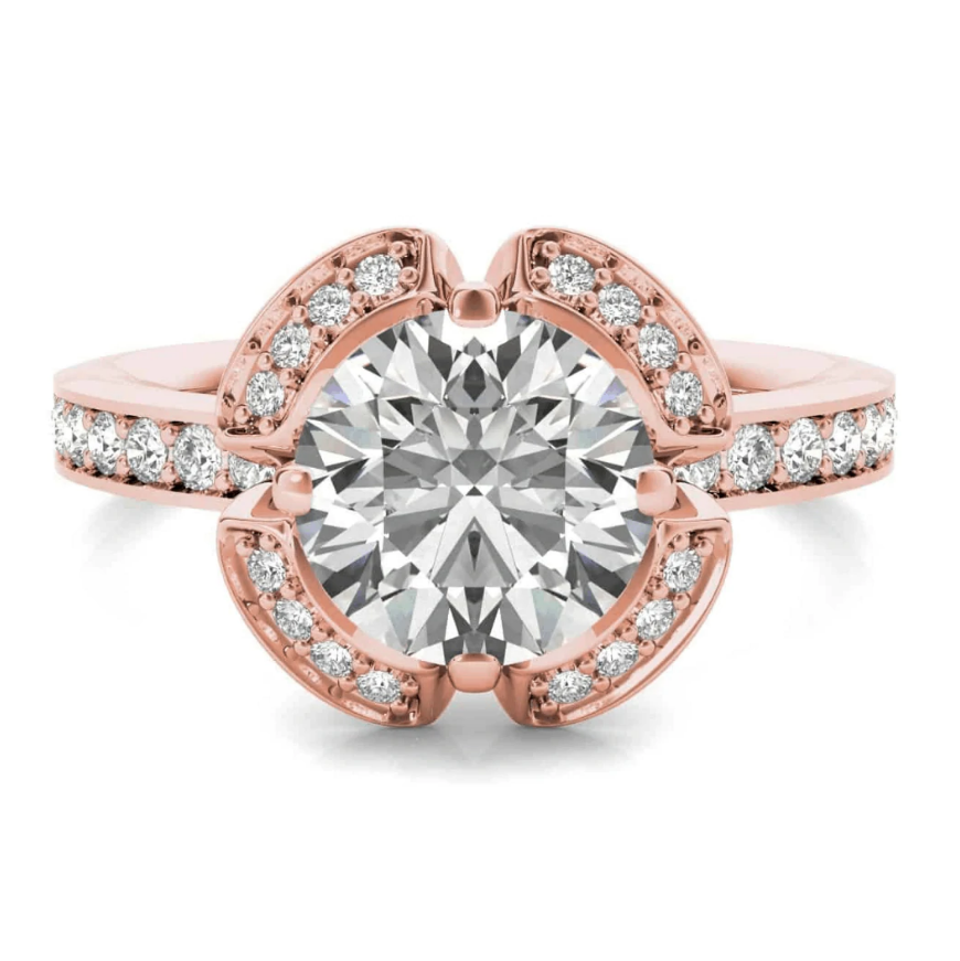 Ritani Rose 18 Karat Gold Diamond Engagement Ring Mounting Size 6.5 *
