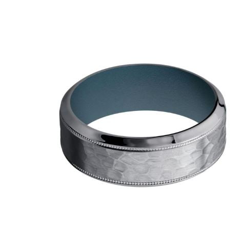 Lashbrook Grey Tantalum Hammered Wedding Band Size 10 * - view 2
