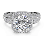 Ritani White 18 Karat Gold Diamond Engagement Ring Mounting Size 6.5 *