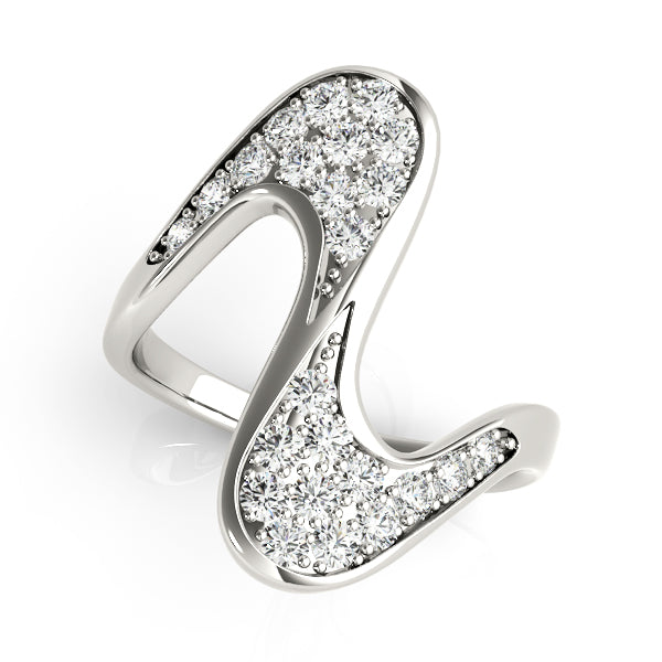 Pave Set Curved Fashion Ring in Gold