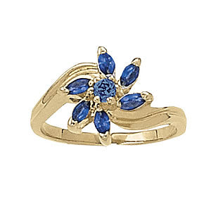 Floral Shape Marquise Color Ring in Gold