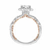 ArtCarved White & Rose 14 Karat Gold Diamond Engagement Ring Mounting Size 6.5 *