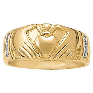 Religious Claddagh Color Ring in Gold