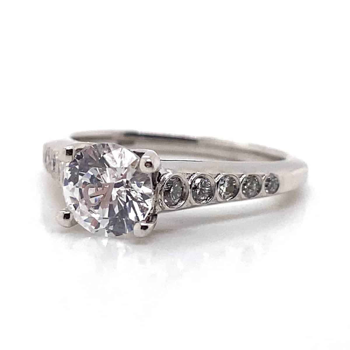 Ritani White 18 Karat Gold Diamond Engagement Ring Mounting Size 6.5 * - view 2