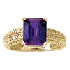 Emerald Engraving Color Ring in Gold