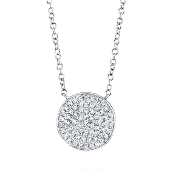 Shy Creation White 14 Karat Gold Diamond Circle Pendant *