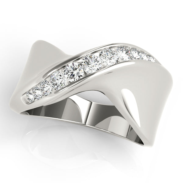 Single Row Swirl Channel Set Fashion Ring in Gold