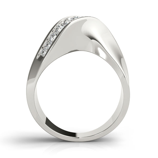 Single Row Swirl Channel Set Fashion Ring in Gold