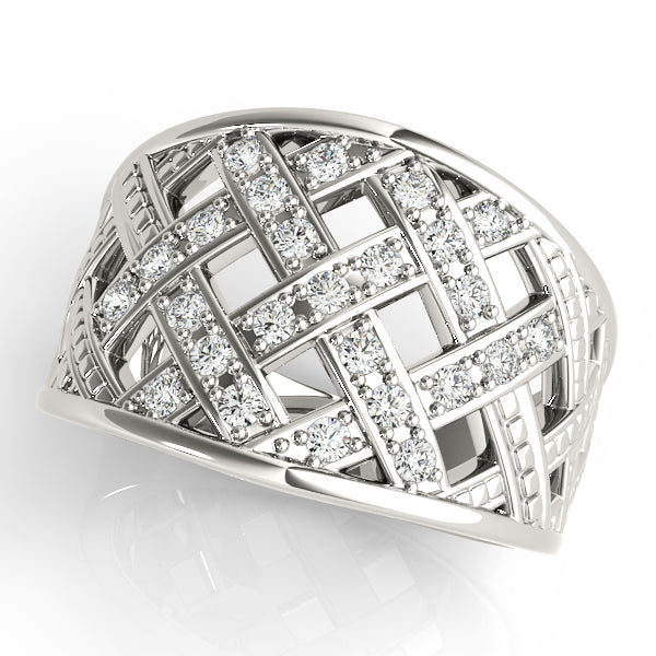 Multirow Cross Prong Fashion Ring in Gold