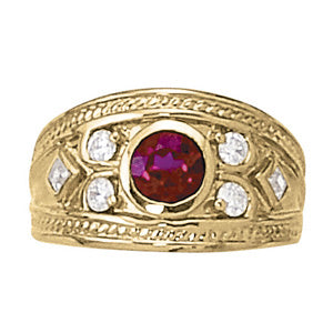 Vintage Style Round Color Ring in Gold