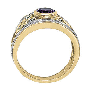 Vintage Style Round Color Ring in Gold