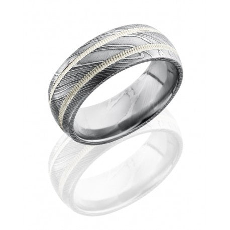 Lashbrook Damascus Steel Striped Wedding Band Size 10 *