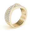 Multirow Cross Fashion Ring in Gold