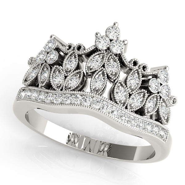 Nature Inspired Milgrain Prong In Channel Fashion Ring in Gold
