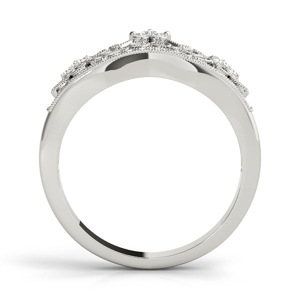 Nature Inspired Milgrain Prong In Channel Fashion Ring in Gold