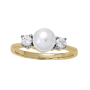 Center Pearl Color Ring in Gold