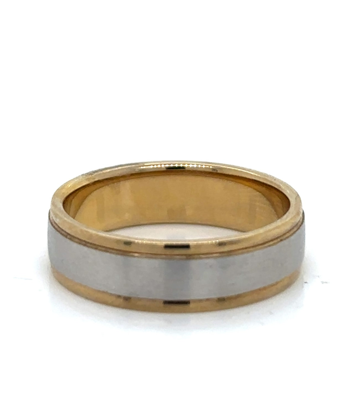 6mm 14K Yellow and White Gold Comfort Fit Wedding Band - view 2