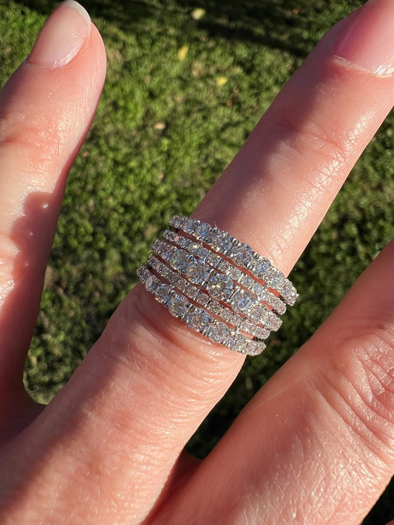 Simon G LR2622 White Gold Diamond 5 Row Ring Size 6.5*