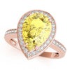 Single Row Pear-Cut Halo Color Ring in Gold