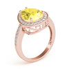 Single Row Pear-Cut Halo Color Ring in Gold