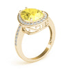 Single Row Pear-Cut Halo Color Ring in Gold