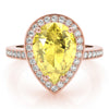Single Row Pear-Cut Halo Color Ring in Gold