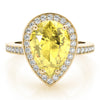 Single Row Pear-Cut Halo Color Ring in Gold