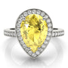 Single Row Pear-Cut Halo Color Ring in Gold