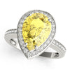 Single Row Pear-Cut Halo Color Ring in Gold