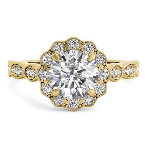 Ritani Yellow 18 Karat Gold Diamond Engagement Ring Mounting Size 6.5 * - Diamond Designs