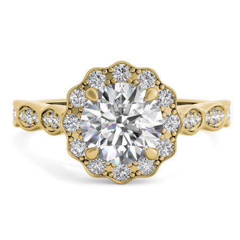 Ritani Yellow 18 Karat Gold Diamond Engagement Ring Mounting Size 6.5 *