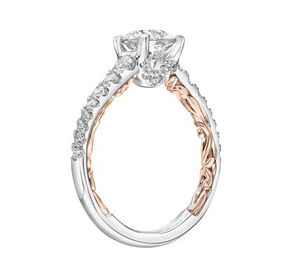 ArtCarved White & Yellow 14 Karat Gold Diamond Engagement Ring Mounting Size 6 - view 4