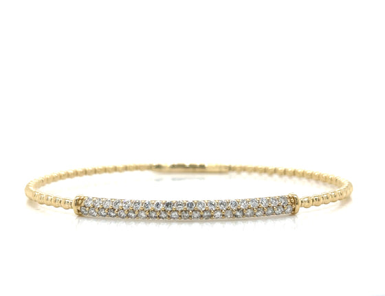 Yellow 14 Karat Gold Diamond Flexible Bangle Bracelet