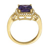 Princess Cut Halo Color Ring in Gold